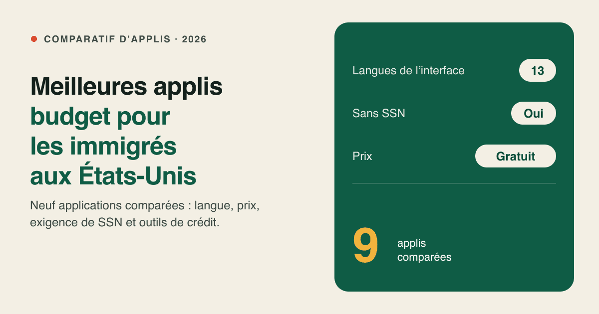 Meilleures applications de budget pour immigrés aux États-Unis (2026) : comparées par langue, prix et outils de crédit