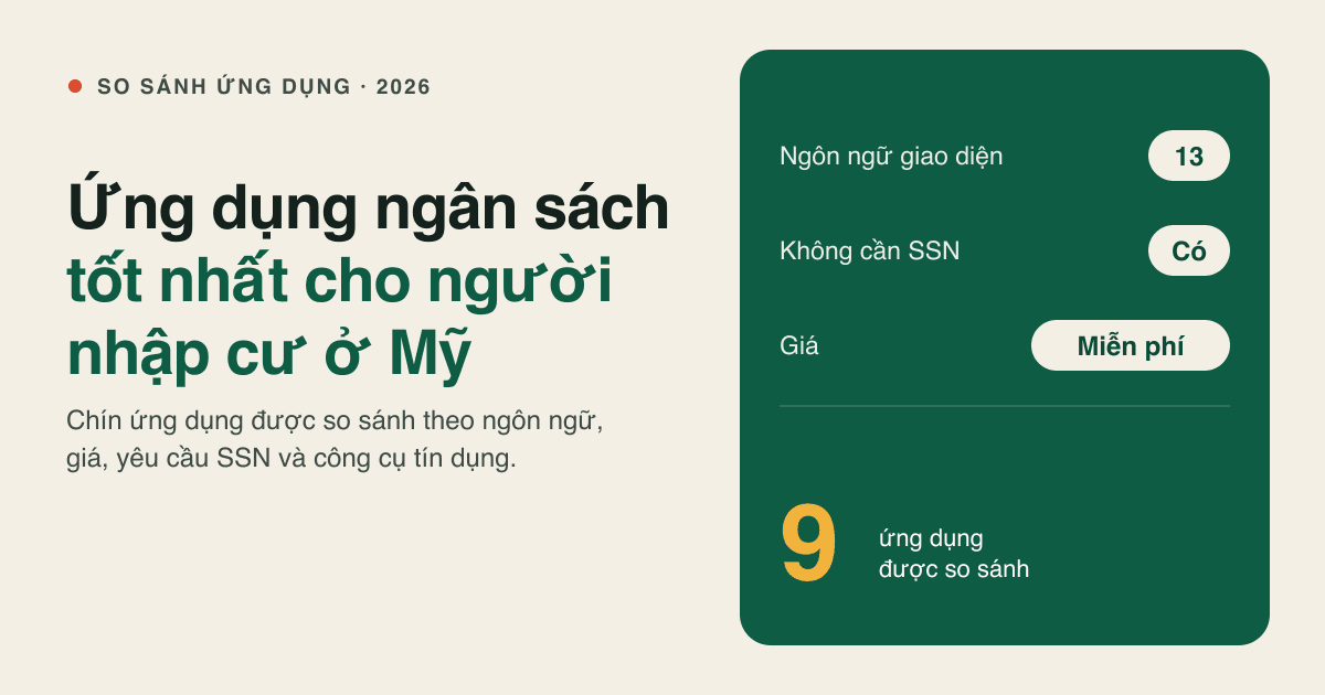 Ứng dụng ngân sách tốt nhất cho người nhập cư ở Mỹ (2026): so sánh theo ngôn ngữ, giá và công cụ tín dụng