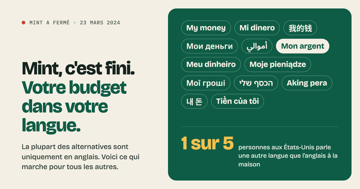 Mint a disparu : des alternatives pour ceux qui ne gèrent pas leur budget en anglais