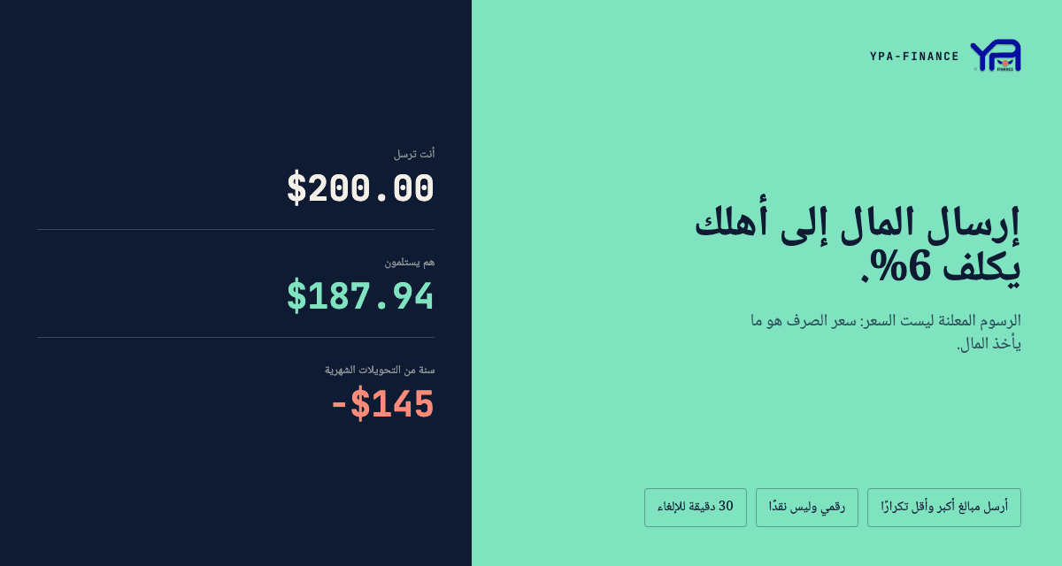 إرسال المال إلى الأهل: كيف تتوقف عن خسارة 6% في الرسوم